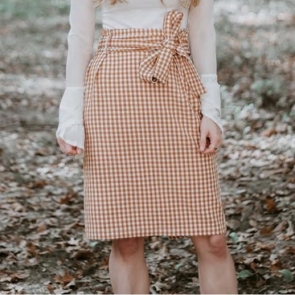 Gingham pencil skirt